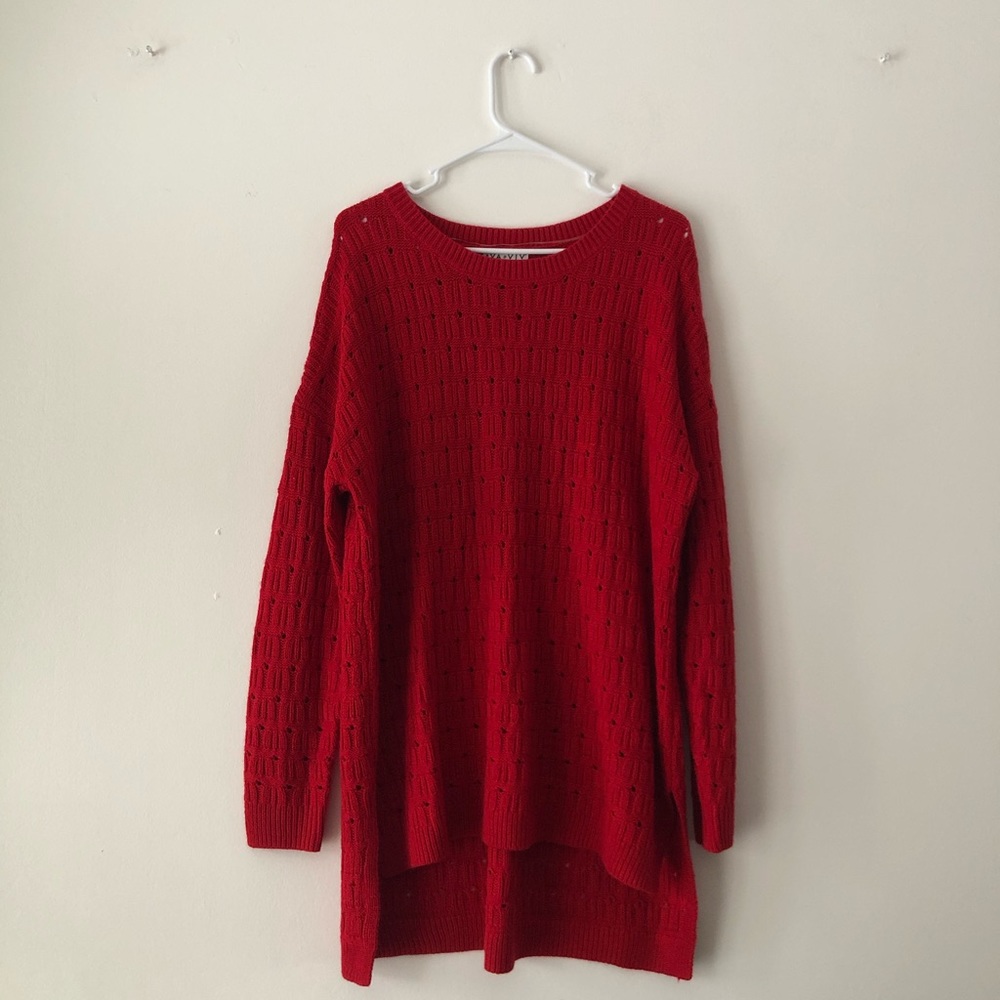 Ava & Viv Red Cutout Tunic Sweater 2X